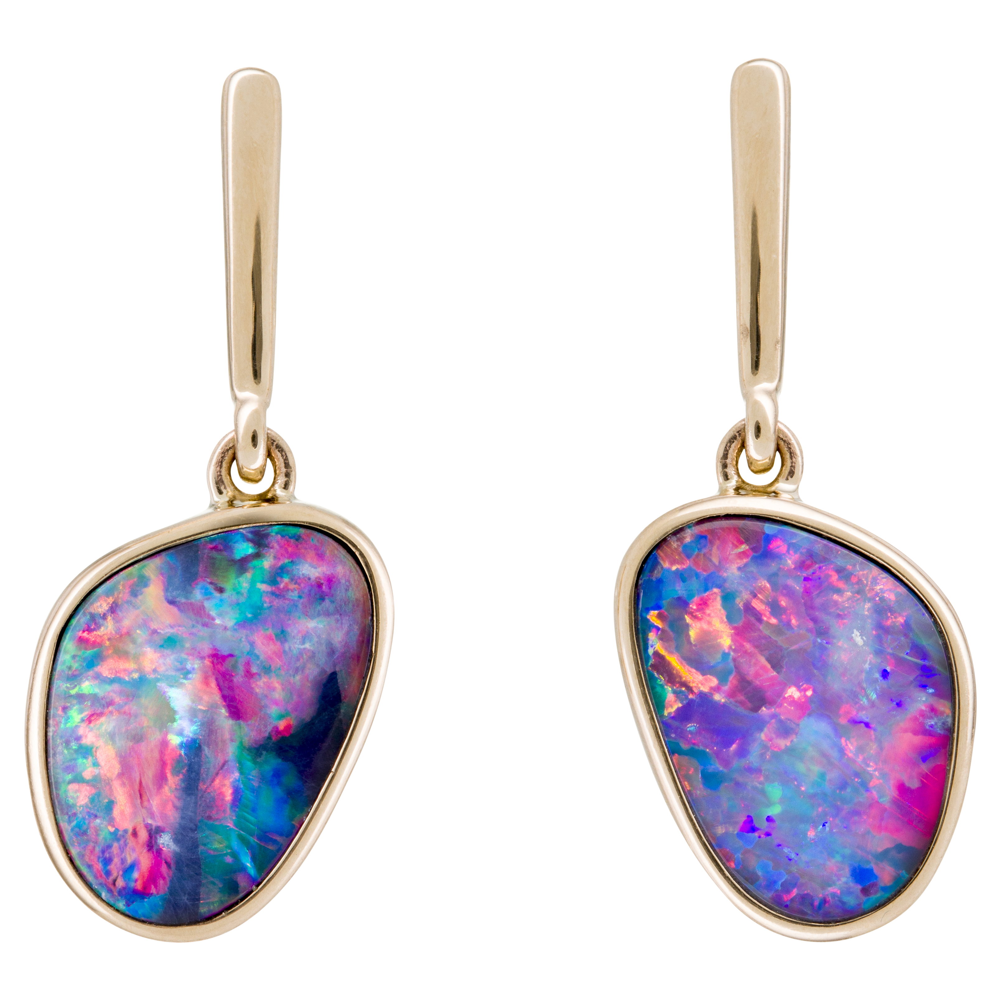 Doublet Opal Earrings in 14 ct Gold (GT011) - Opal Copying Company Pty Ltd